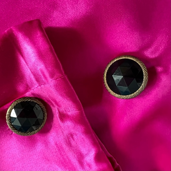 DVF Vintage 1990s Hot Pink Satin Suit — Blazer & Skirt + Bonus Gem Bracelets - Picture 13 of 16